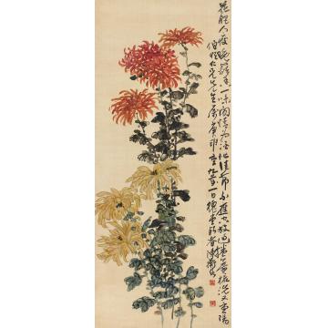 陈师曾1920年作菊花立轴设色绢本