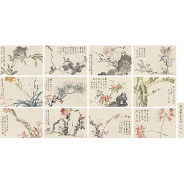 陈鸿寿1812年作花卉清赏册（12帧）册页纸本