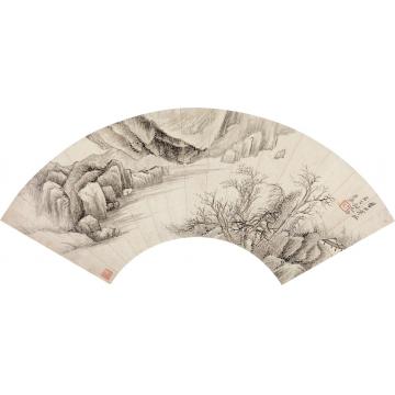 吴历营丘寒林镜心纸本