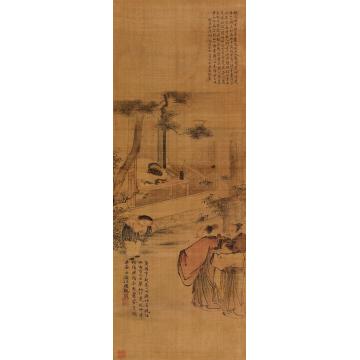 吴友如1880年作松溪招隐图立轴设色绢本