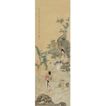 吴光宇1941年作蕉石仕女镜心设色纸本