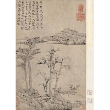 倪瓒1364年作桐露轩为约斋写山水轴立轴水墨纸本