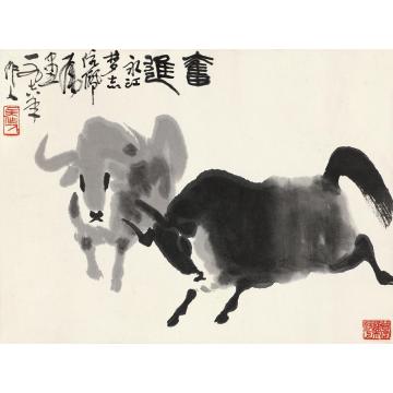 吴作人1978年作奋进横披水墨纸本