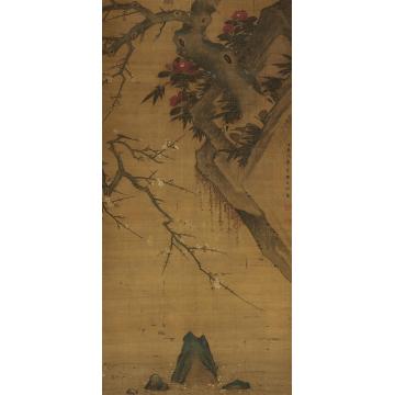 孙克弘1607年作岩梅图立轴绢本