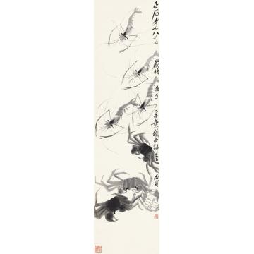 齐白石虾蟹图立轴纸本