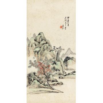 黄宾虹1933年作红树青山立轴纸本