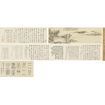 钱维城1762年作钱文敏三分水二分竹书屋图纸本手卷