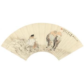 任伯年1887年作关山行旅镜心纸本