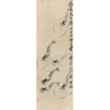 齐白石群虾图镜心纸本