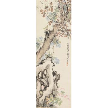 陈树人1943年作玉兰翠鸟立轴纸本