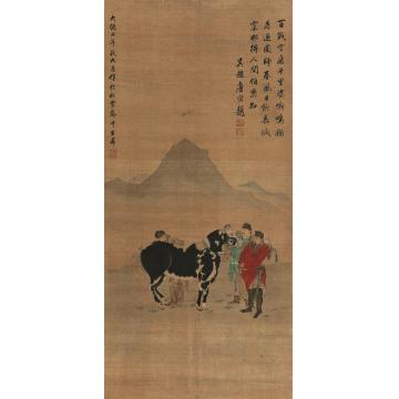 赵孟頫1298年作相马图立轴设色绢本