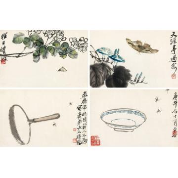 齐白石1930年作花卉草虫册册页纸本