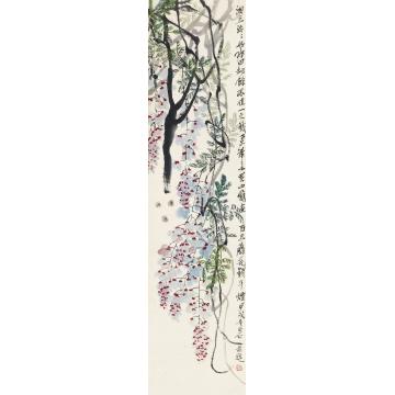 齐白石1934年作紫藤蜜蜂镜心纸本