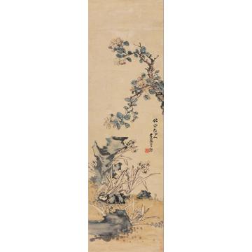 李鱓水仙山茶立轴设色纸本