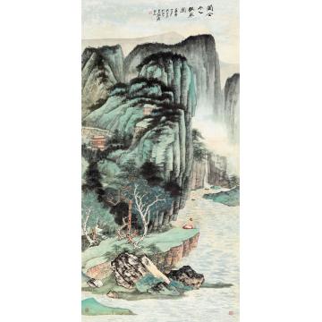 张大千1947年作关仝太乙观泉图立轴纸本