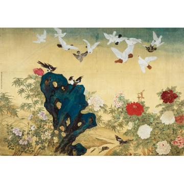 北京新国画研究会集体创作和平颂镜心绢本