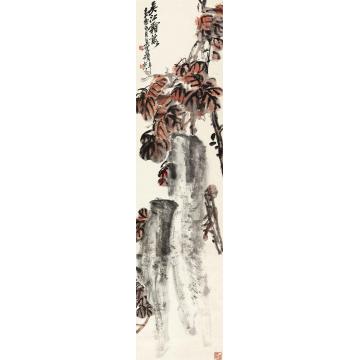 吴昌硕1921年作吴江霜落立轴纸本
