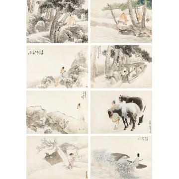 任伯年1883年作水浒人物册册页（8开）纸本