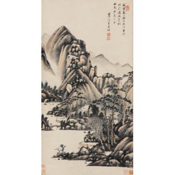 王原祁1698年作拟巨然笔意立轴设色纸本