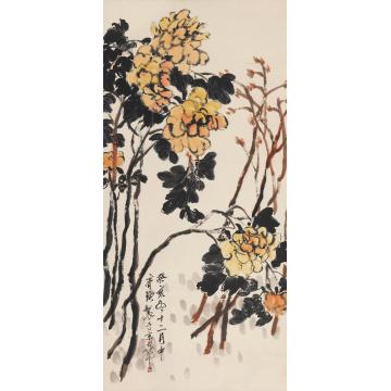 齐白石1923年作姚黄富贵立轴设色纸本