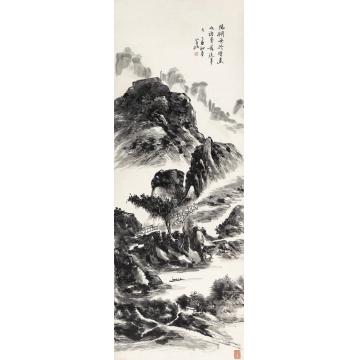 黄宾虹1945年作阳朔舟行镜心水墨纸本