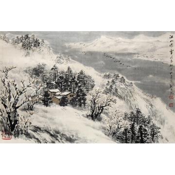 魏紫熙1988年作江山晴雪镜框设色纸本