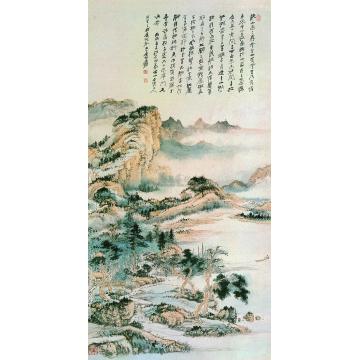 张大千晚上看云轴