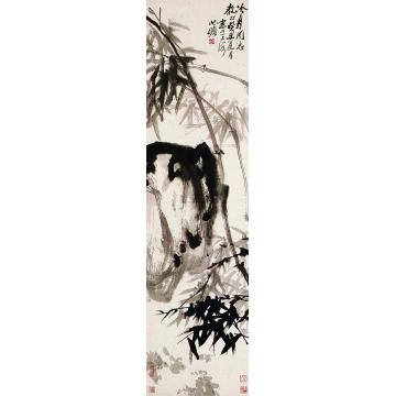 朱屺瞻1973年作竹石立轴