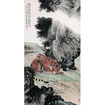 张善孖1927年作母与子立轴字画之家