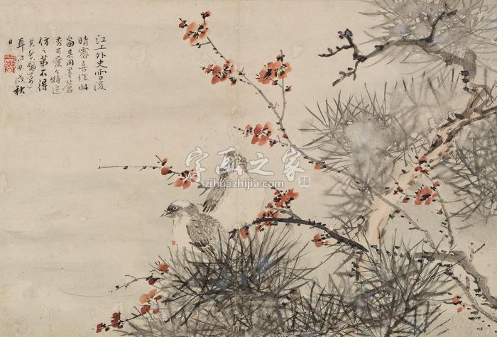 孟觐乙甲戌（1874）年作雪后晴霁镜片设色纸本字画之家