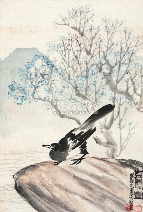 齐白石王青芳喜寿图立轴纸本字画之家