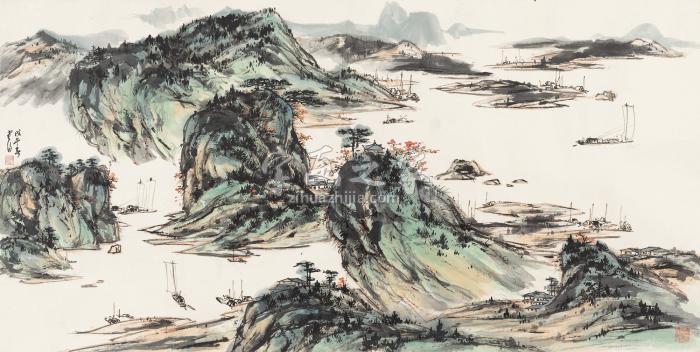 晏济元戊午（1978年）作春到渔港镜心纸本字画之家
