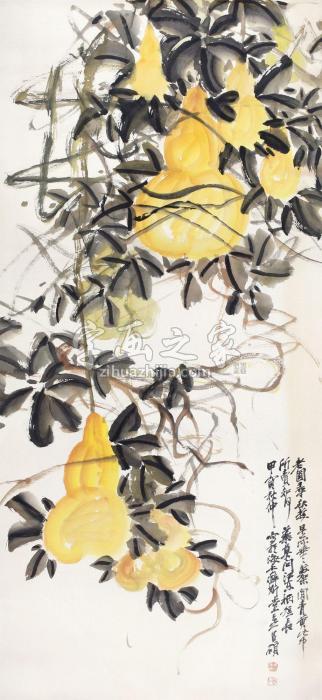 吴昌硕1914年作葫芦立轴纸本设色字画之家