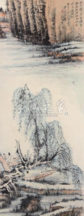 张大千山水立轴设色纸本字画之家