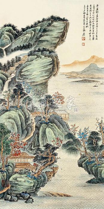 张大千山水立轴纸本字画之家