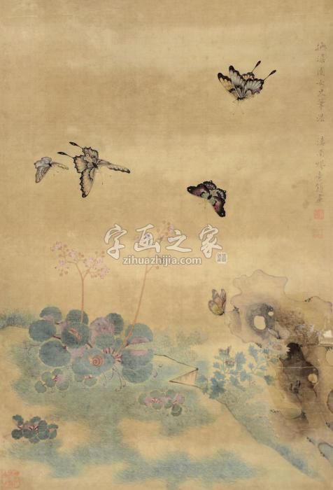 缪嘉惠花鸟立轴设色绢本字画之家