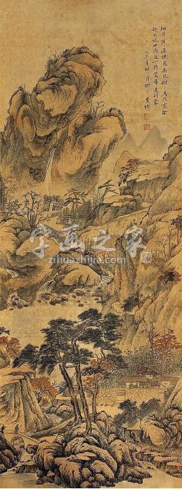 黄均山水立轴绢本字画之家