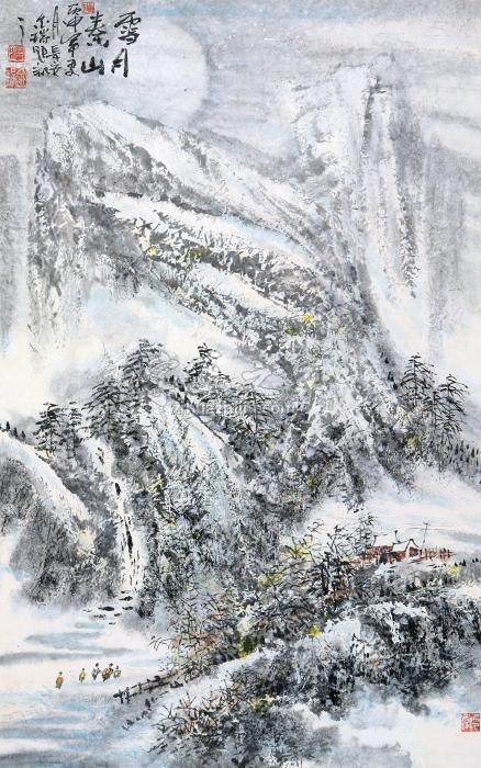 杨金瑞雪月泰山镜片纸本字画之家