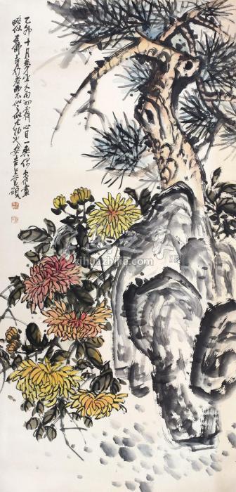 吴昌硕1915年作花卉立轴纸本设色字画之家