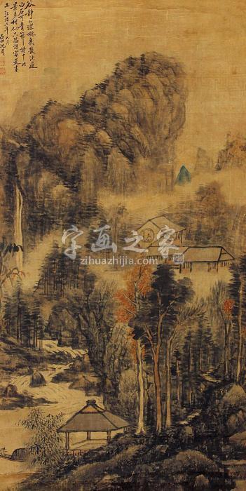 沈周山水立轴绢本字画之家