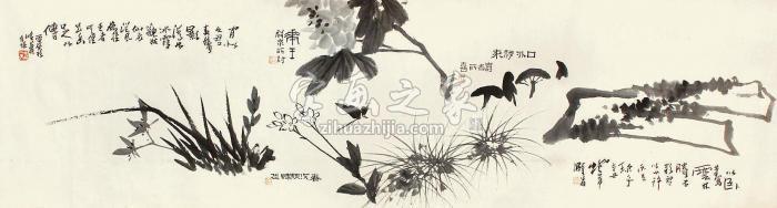 潘天寿花卉横幅纸本字画之家