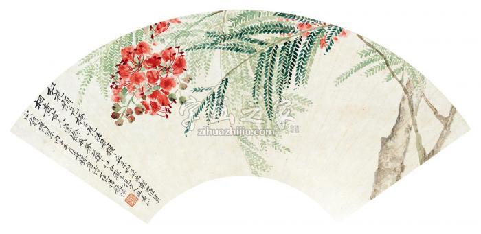 赵浩公丙子（1936）年作红合欢花镜片设色纸本字画之家