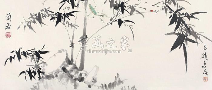 王雪涛王兰若幽竹昆虫图镜心纸本设色字画之家