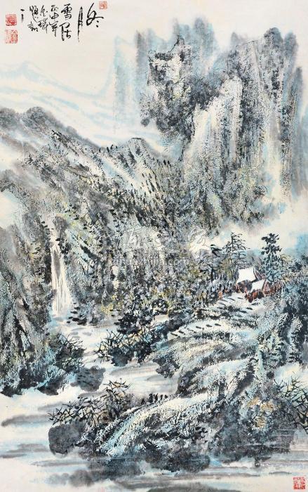 杨金瑞2016年作冬月雪居镜片设色纸本字画之家
