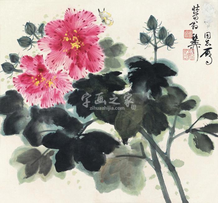 谢稚柳芙蓉春色立轴纸本字画之家