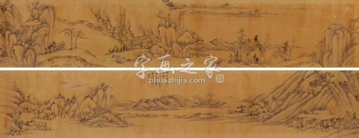 王原祁1694年作仿大痴山水手卷水墨纸本字画之家