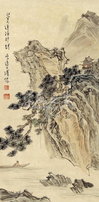 溥儒山水立轴纸本字画之家