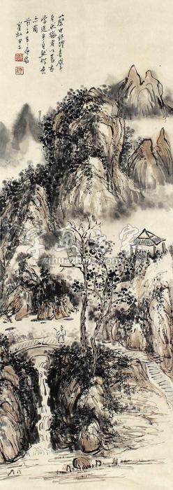 黄宾虹山水立轴纸本字画之家