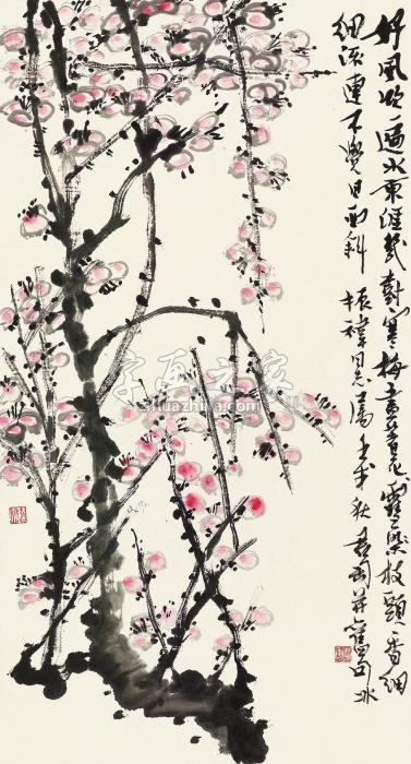 钱君匋梅花立轴设色纸本字画之家