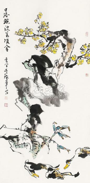 吴铁华花鸟立轴设色纸本字画之家